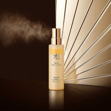 SOORYEHAN Jinseng Pepide Elastic Serum 100ml in elegant bottle against gold background