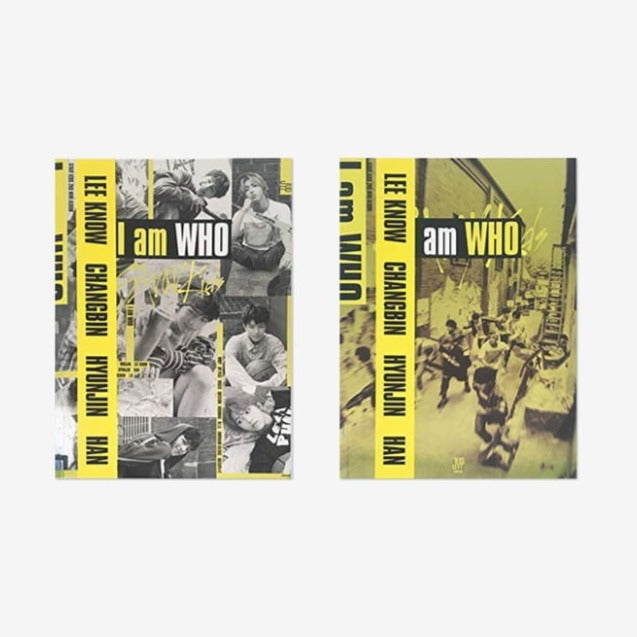 STRAY KIDS I am WHO 2nd Mini Album cover featuring group members and artistic visuals.