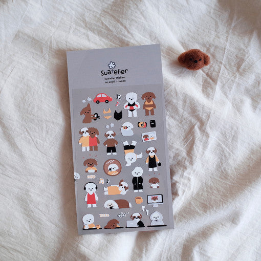 SUATELIER Hodoo Stickers featuring cute character designs on a package, perfect for scrapbooking and crafts.