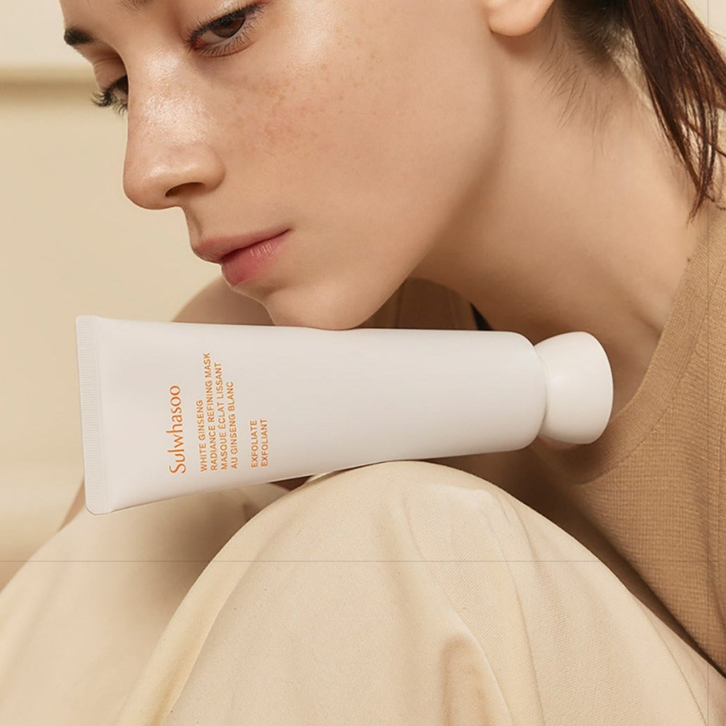 SULWHASOO White Ginseng Radiance Refining Mask 120ml with model background