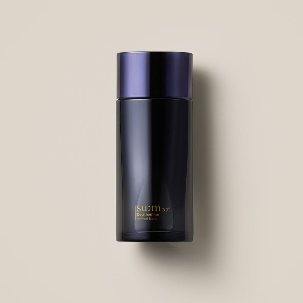 SU:M37 Dear Homme Perfect Toner 130ml bottle on neutral background – Gentleman Korea Korean men’s skincare toner