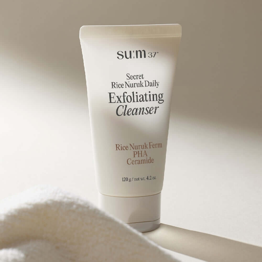 SU:M37 Secret Rice Nuruk Peeling to Foam Cleanser 120g displayed on a neutral background.