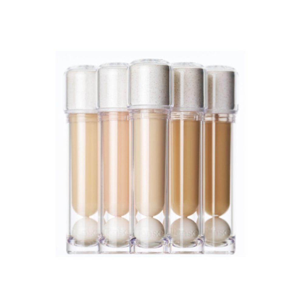 Various shades of TENSE Clean Moment Dayproof Concealer in transparent tubes, showcasing diverse skin tone options.