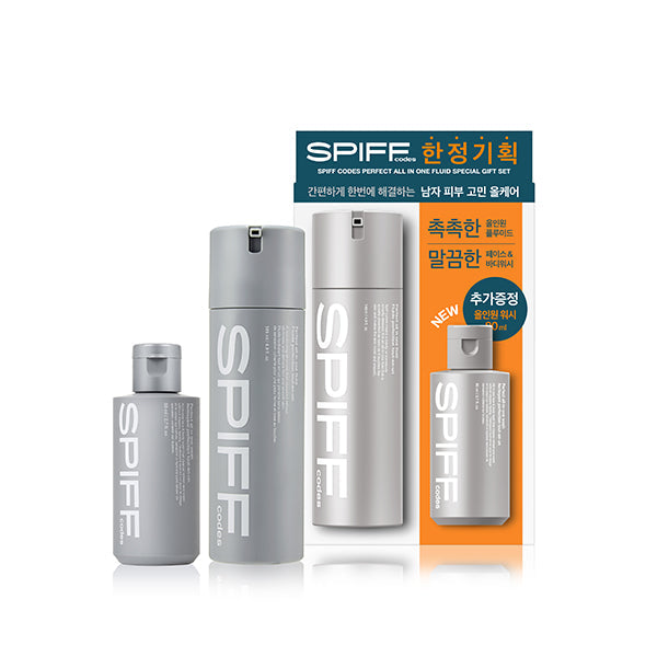 THE FACE SHOP Speedcode Perfect All-in-One Fluid & Wash Planning Set - Gentleman Korea men’s skincare gift set gray bottles
