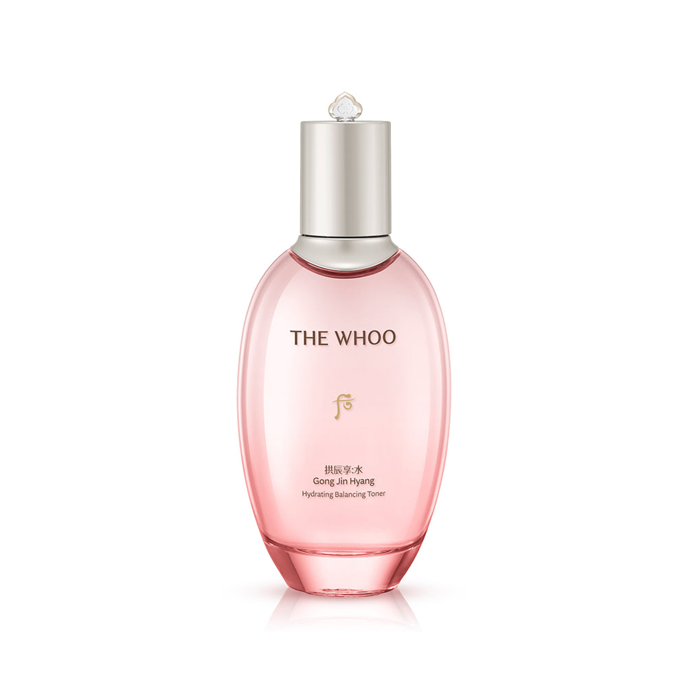THE WHOO Gongjinhyang Moisture Balancing Toner 150ml bottle with pink transparent design and silver cap