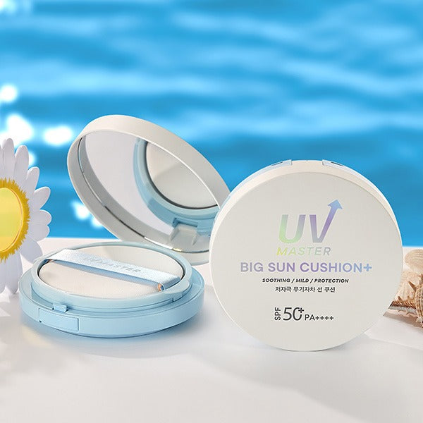 TONYMOLY UV Master Big Sun Cushion Plus 25g with open compact and packaging in bright setting.