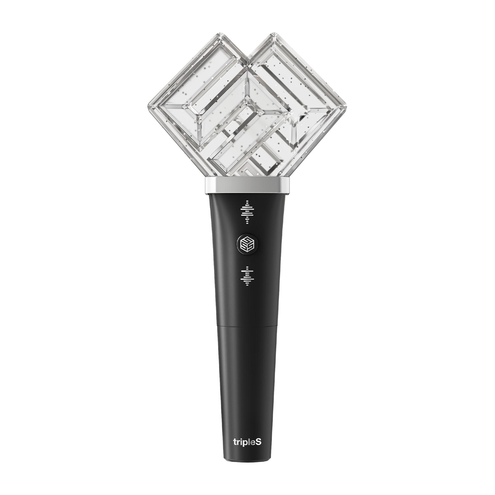 TRIPLE S Official Lightstick featuring a sleek design with a clear geometric top and black handle, perfect for fans and collectors.