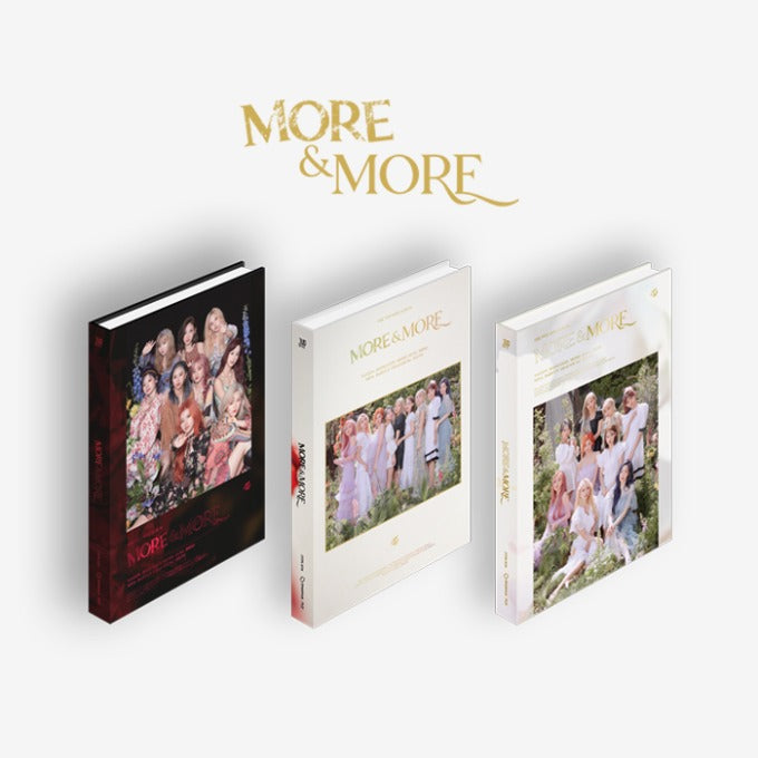 TWICE MORE & MORE 9th Mini Album (Random Ver.) showing three album covers with members of TWICE on a white background.