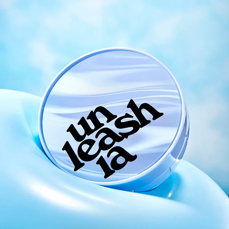 UNLEASHIA Babe Skin Baby Blue Cushion on a light blue background.