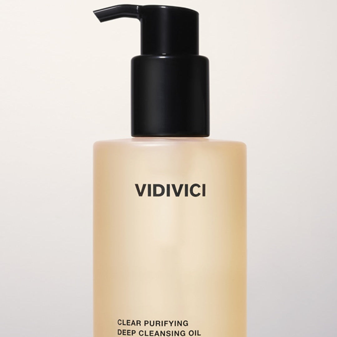 Image of VIDIVICI Clear Pureifying Deep Cleansing Oil 300ml bottle with black pump cap.