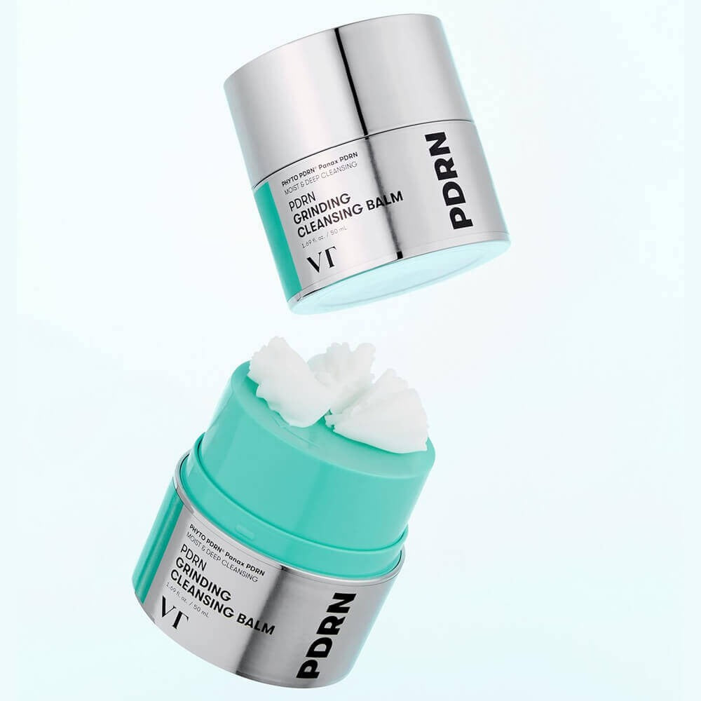 VT COSMETIC PDRN Grinding Cleansing Balm 50ml with open jar showing creamy texture