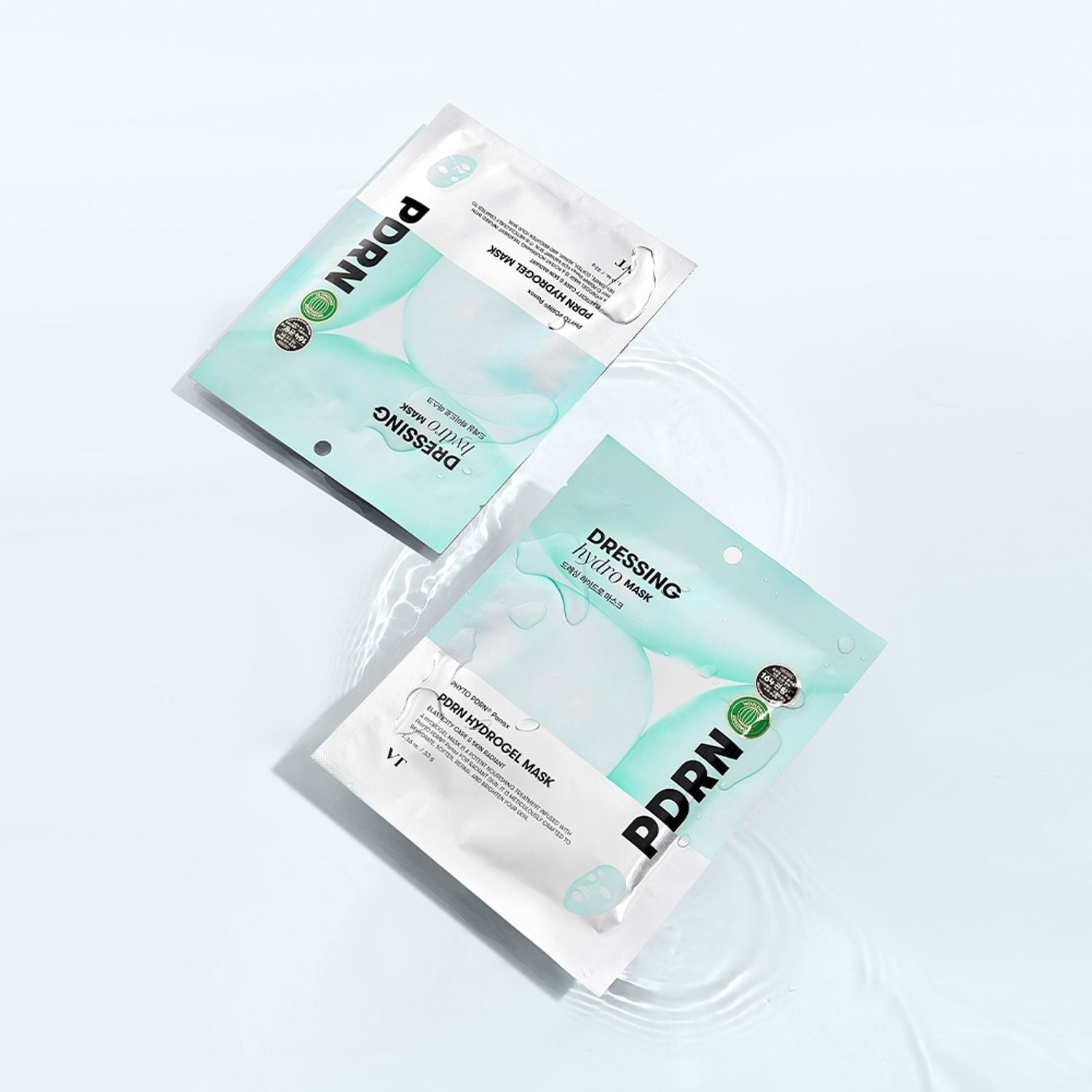 VT COSMETIC PDRN Hydrogel Mask 4 Pack on a light blue background