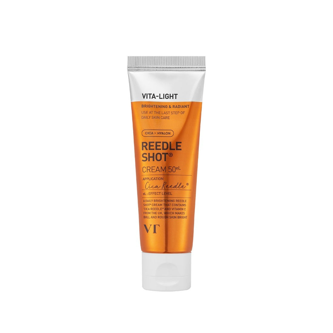VT COSMETIC Vital-Lite Riddleshot Cream 50g in orange packaging, skin care product for brightening and radiance.
