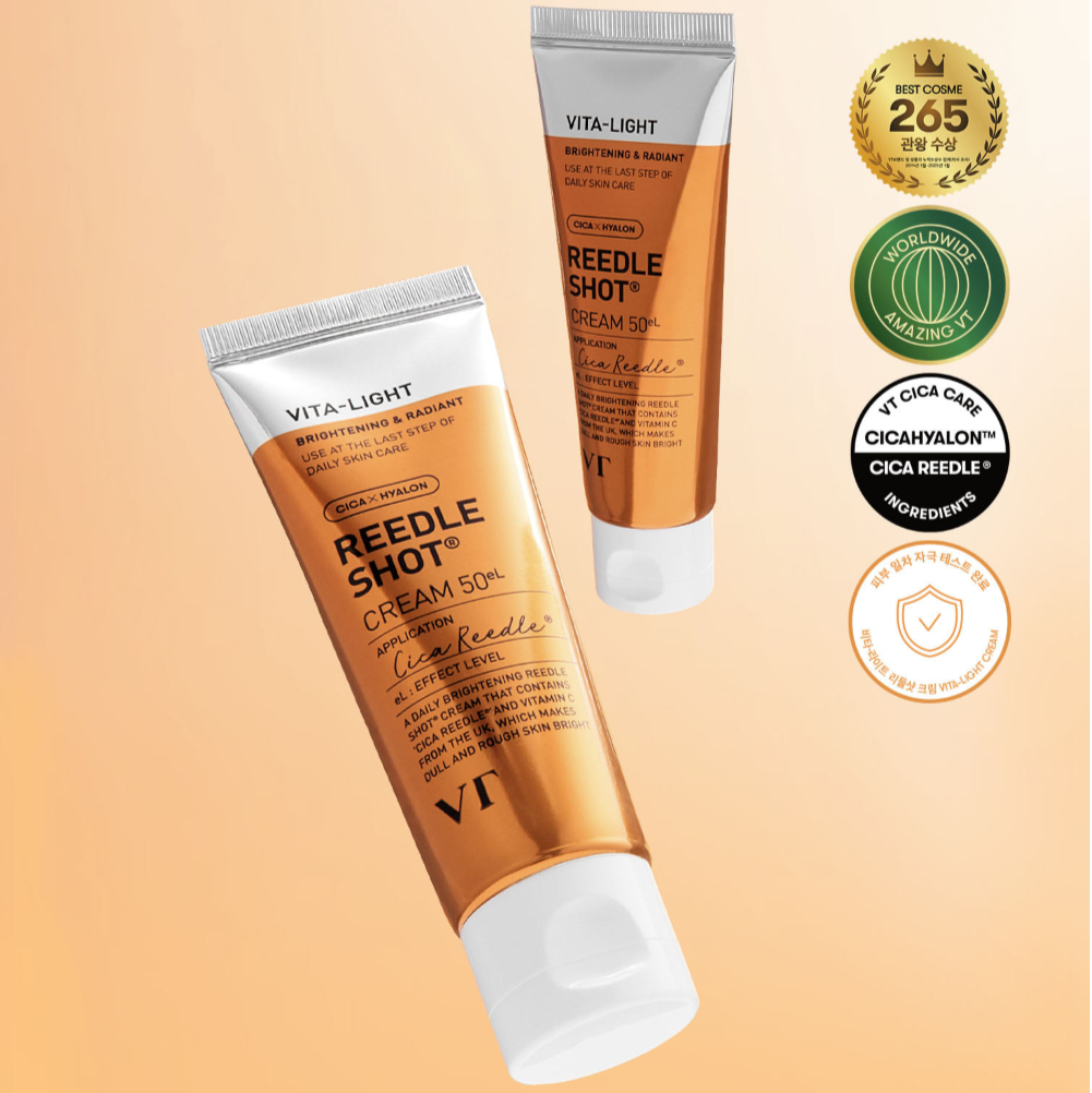 VT COSMETIC Vital-Lite Riddleshot Cream 50g with awards and certifications displayed on packaging.