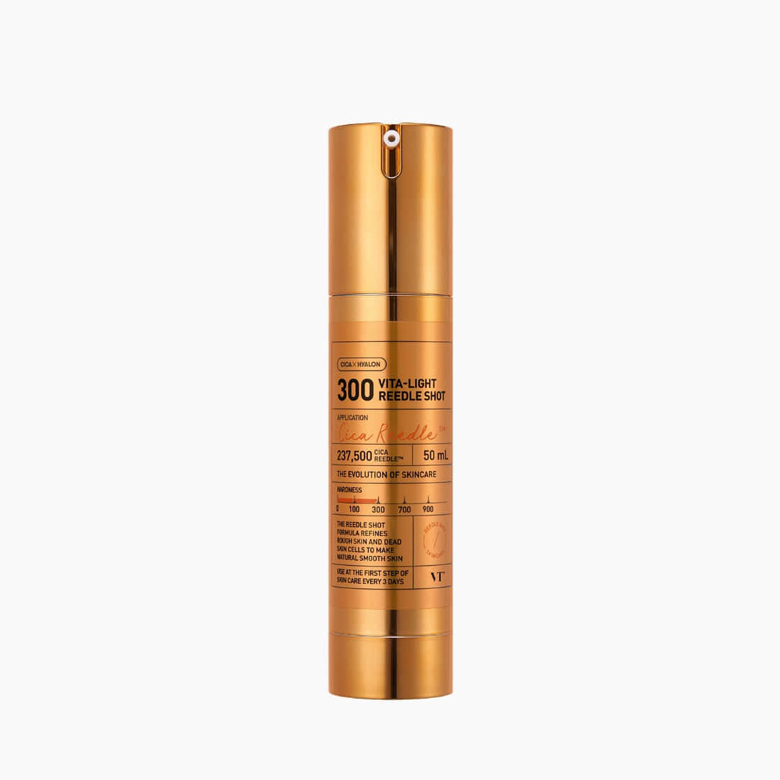 Bottle of VT COSMETICS Vita-Light Reedle Shot® showcasing product packaging and design.