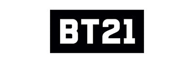 BT21 logo in black and white design